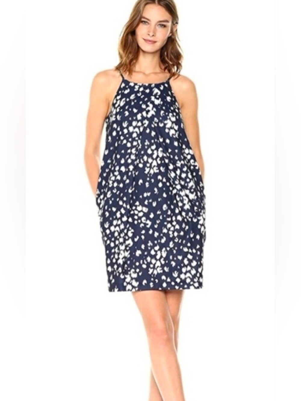 ❤ NWT! TRINA TURK BLUE WHITE HILARIO DRESS WITH POCKETS, MEDIUM
